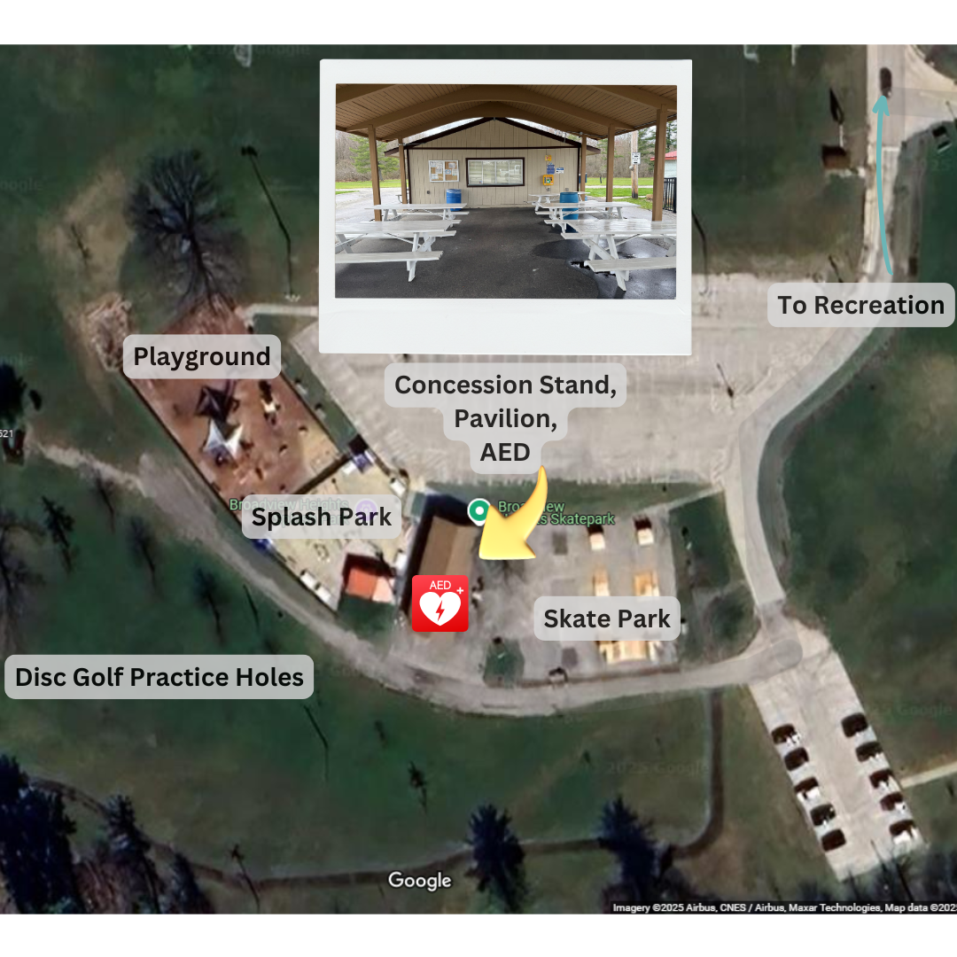Splash park map with AED