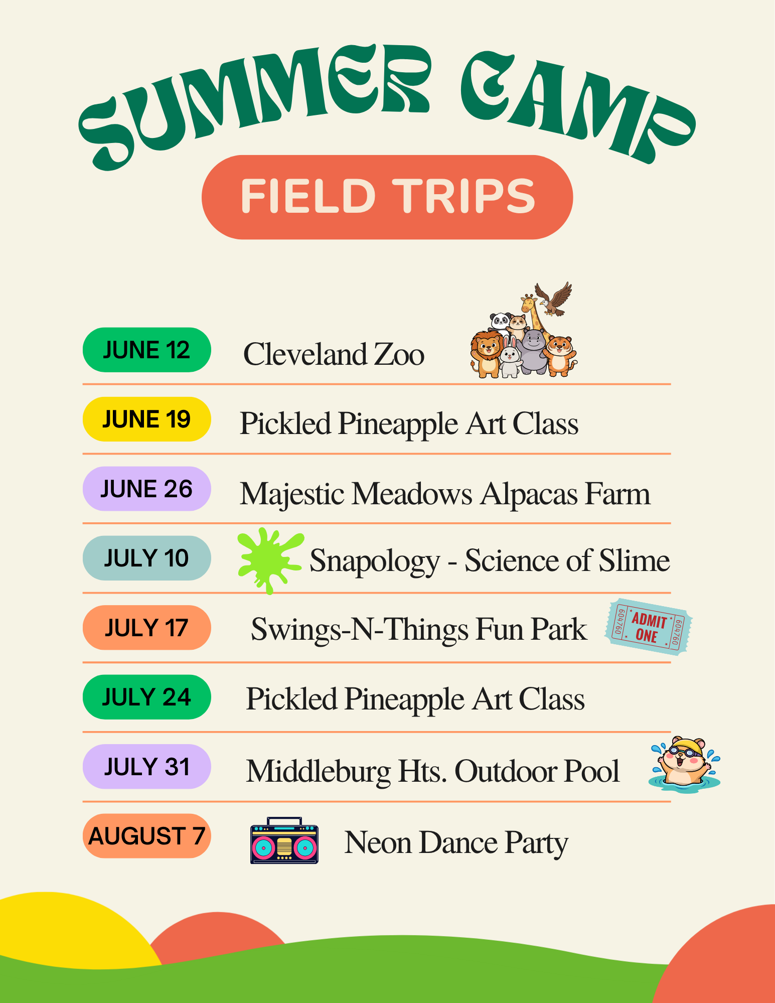 CAMP field trips 2026