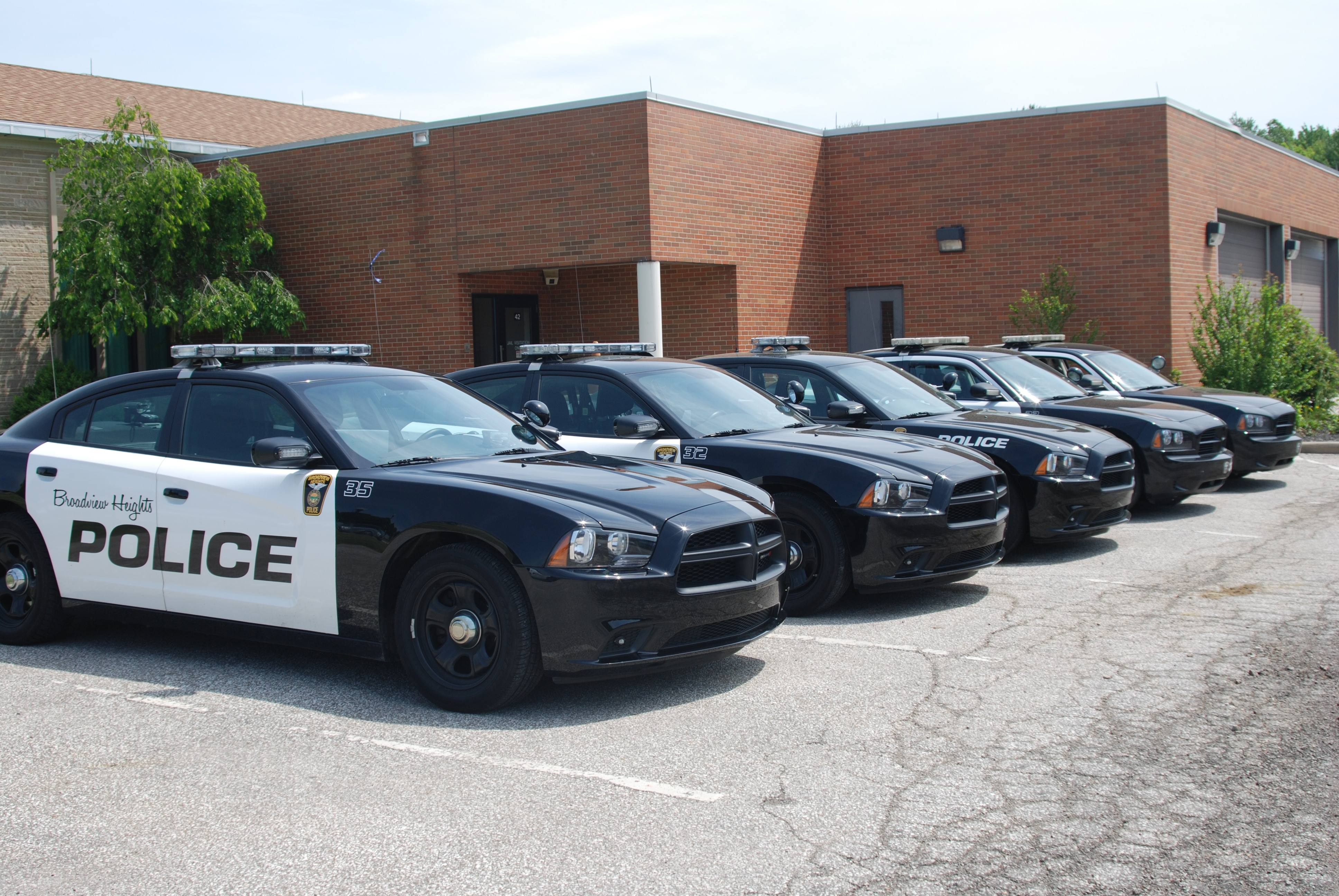 Vehicles in front of the Broadview Heights Police Department